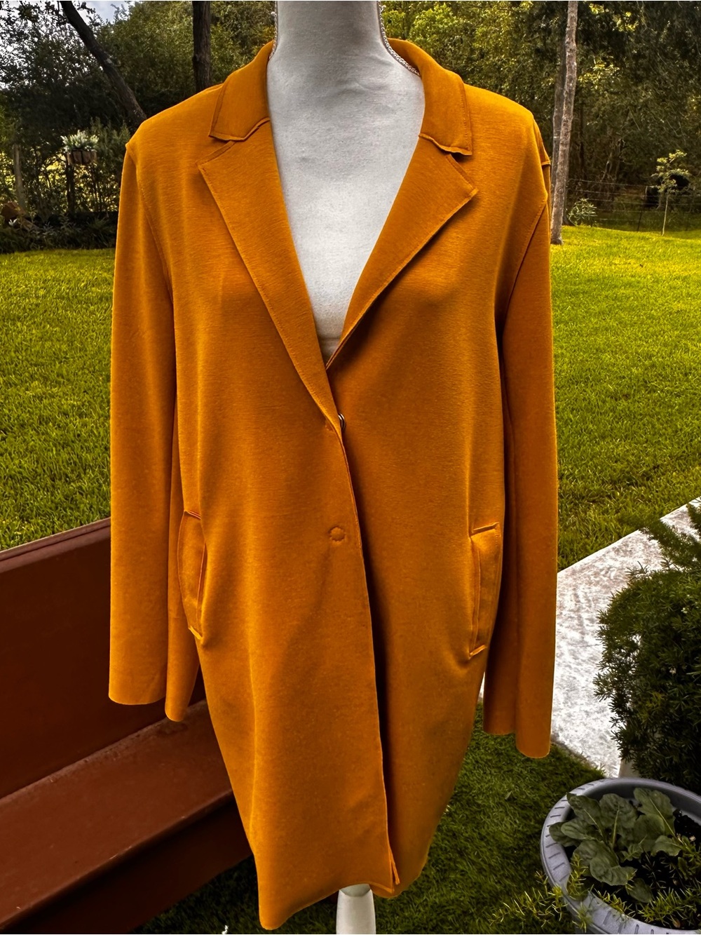 Carolina Belle Burnt Orange Open-Front Long Blazer